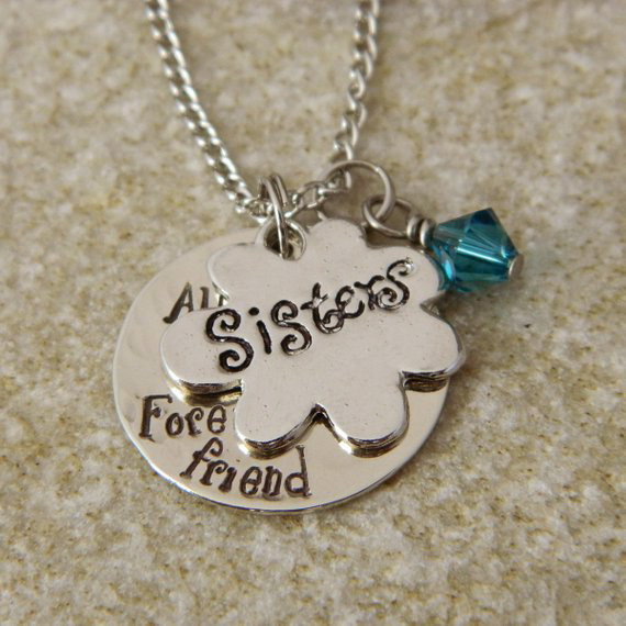 Sister Necklace: Always my Sister, Forever my Friend with birthstone crystal Necklace